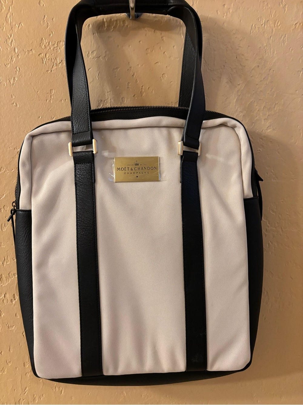 Moët & Chandon Two-Tone Cream and Black Carry Tote